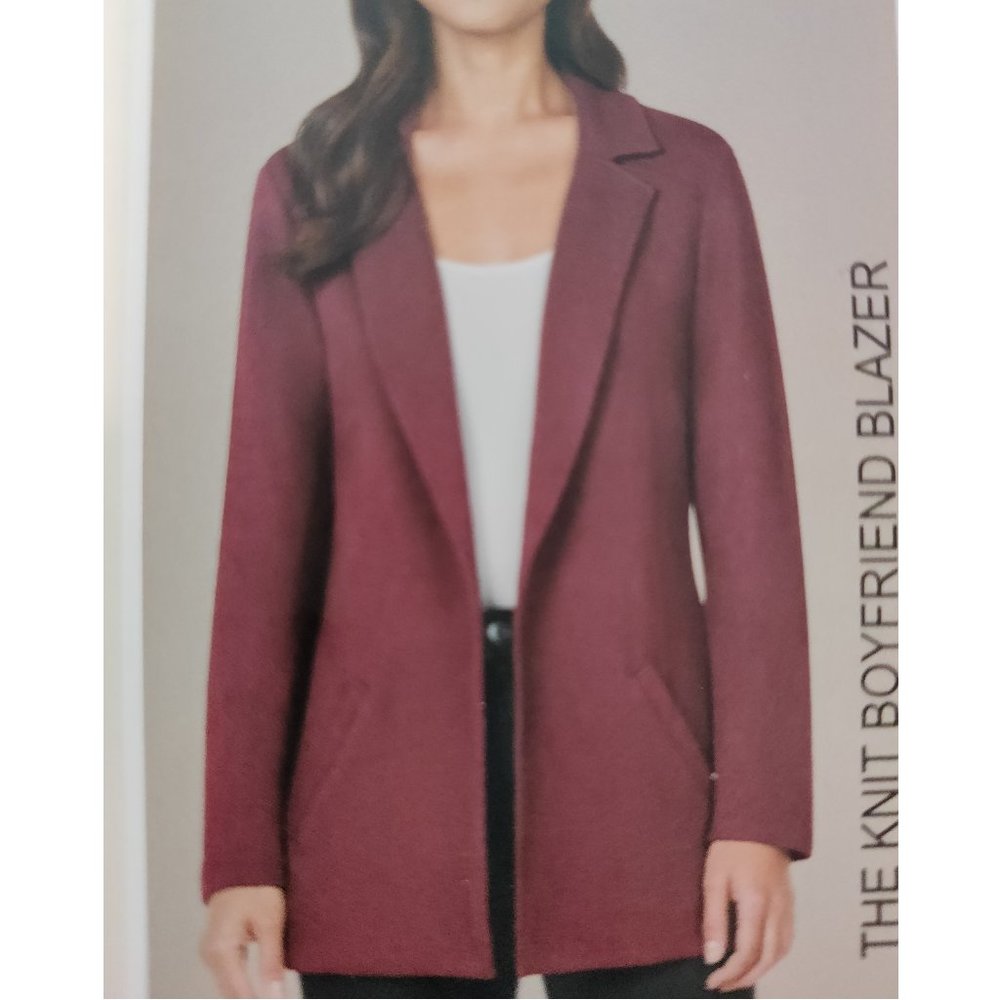 NWT Matty M Women's Knit Boyfriend Blazer Cardigan Rosewood Size S $60 FLB201